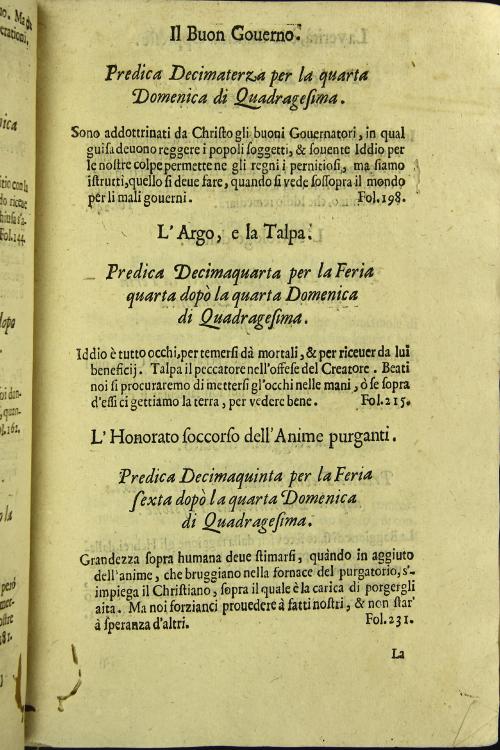 "Tomo primo, nel quale si contengono tutti li mercoledi, venerdi, e dominiche della Quadragesima; ... e l'altro dopo la domenica di Passione. ..."