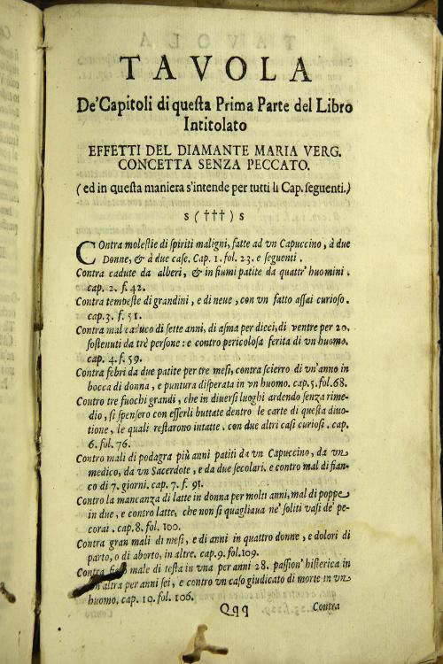 "Il Diamante Maria Vergine concetta senza pecc. originale. Con suoi effetti, fra il giro degli anni 1628. e seguenti occorsi; 
