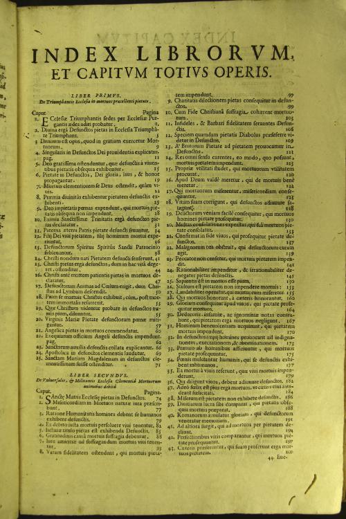 R.P.D. Chrysanthi Solarii Placentini ... Pentateuchus mortuorum. In quo leges perutiles quinque libris traduntur, quibus ad celestes aedes euehuntur mortui. ... Et ex ecclesiarum triumphantis, ...
