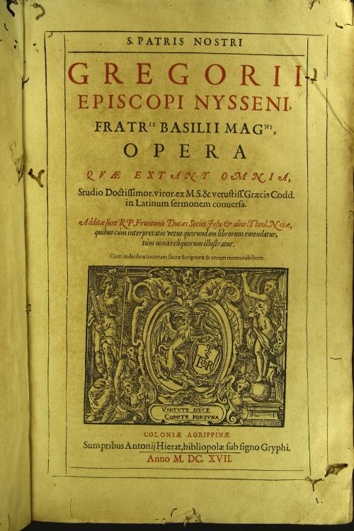 S. patris nostri Gregorii episcopi Nysseni ... Opera quae extant omnia, studio doctissimor. viror. ex m.s. et vetustiss. graecis codd.. in latinum sermonem conuersa.