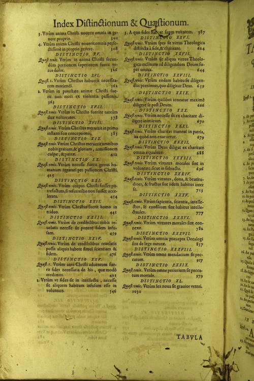 7: R.P.F. Ioannis Duns Scoti, ... Quaestiones in lib.3. sententiarum, nunc denuo recognitae, annotationibus marginalibus, doctorumque celebriorum ante quamlibet quaestionem citaniobus exornata, et scholijs per textum insertis illustratae.
