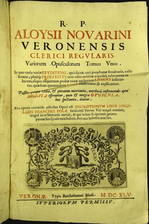 1: Tomus vnus in quo varia variae eruditioni, qua sacrae, qua prophanae seruientia, exhibentur, plerique prisci ritus non adeo notitiae expositi, educuntur in lucem, aliqua aliquorum probae notae auctorum Lipsana inseruntur, quaedam quorundam loca illustrantur, et explicantur