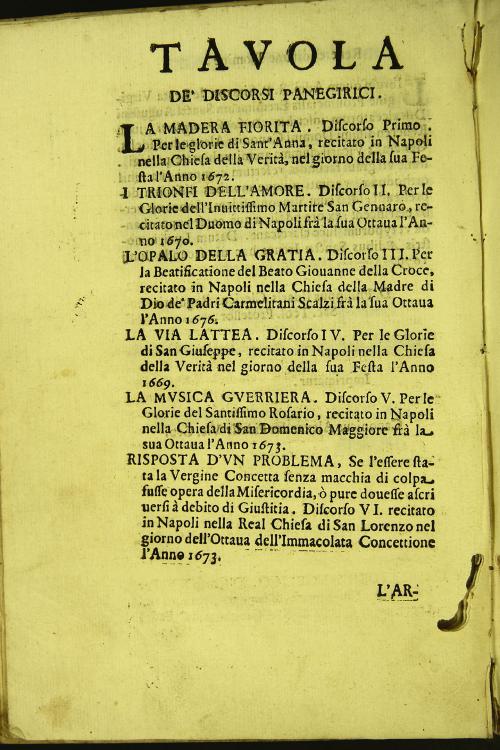 Discorsi panegirici del p. Simeone della B. Vergine Prouinciale delli padri Eremitani Agostiniani Scalzi. Dedicati all'eminentissimo, e reuerendissimo Signore Cardinale Altieri ...