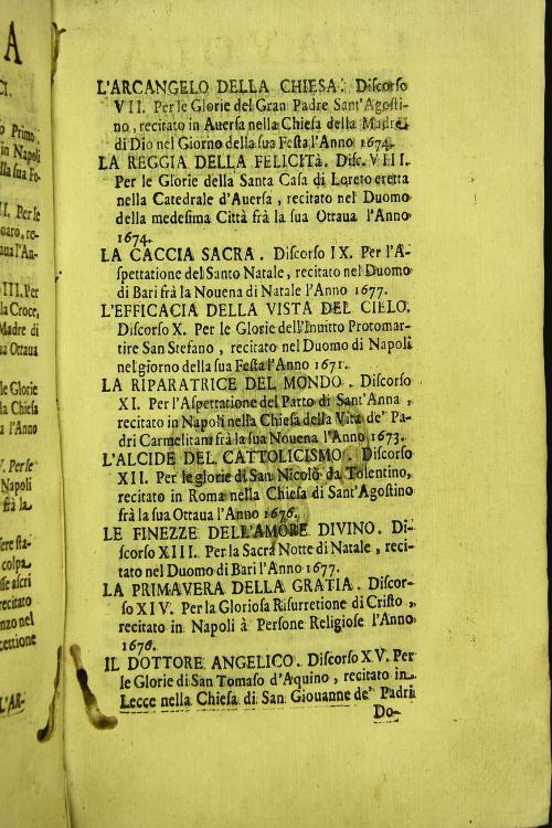 Discorsi panegirici del p. Simeone della B. Vergine Prouinciale delli padri Eremitani Agostiniani Scalzi. Dedicati all'eminentissimo, e reuerendissimo Signore Cardinale Altieri ...