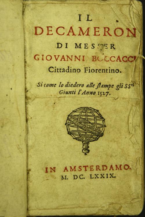 Il Decameron di messer Giovanni Boccacci cittadino fiorentino. Si come lo diedero alle stampe gli ssri Giunti l'anno 1527. Parte prima, tomo primo