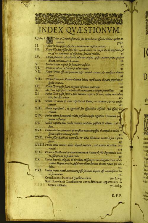 12: R.P.F. Ioannis Duns Scoti, ... Quaestiones quodlibetales, a mendis expurgatae, annotationibus marginalibus, ... scholiisque per textum insertis illustratae. Per R.P.F. Hugonem Cauellum Hibernun,