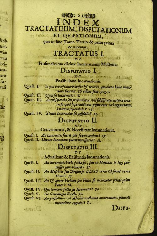 "Tractatus theologici in primum [-quartum] sententiarum librum... 3: De Deo redemptore, continens materias de incarnatione diuini verbi ; de Christi Domini matre, virgine, Maria; sponsa, Ecclesia; vicario, pontifice; et anti-Christo.