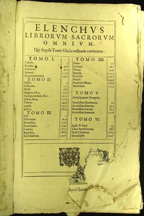 Bibliorum sacrorum glossa ordinaria primum quidem a Strabo Fulgensi, collecta. Nunc vero nouis patrum, cum Graecorum, tum Latinorum explicationibus locupletatata. Annotationis etiam locis, quae antea confuse citabantur. 