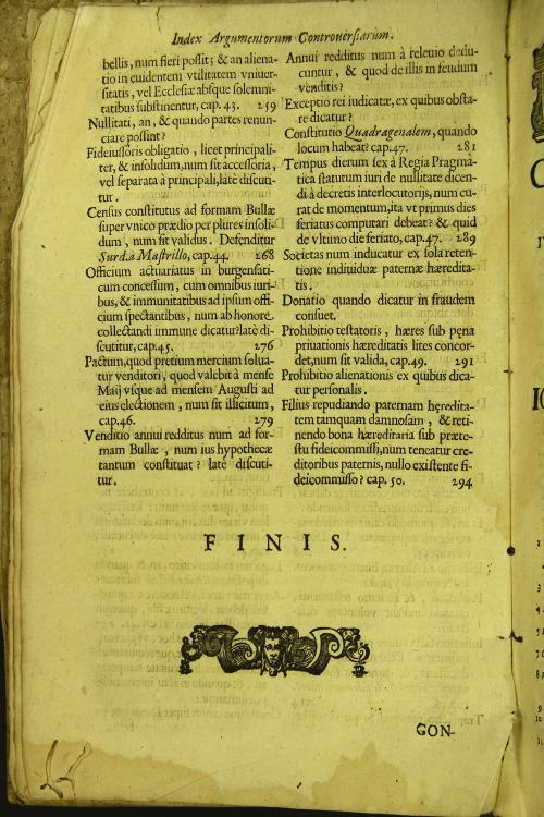 "Controversiarum forensium Io. Baptistae Hodierna I. C. neapolitani olim primarij causarum patroni; ... liber unicus. in quo abstrusissimae quaeque dissertationes in supremis regni Neapolitani Senatibus, hactenus non agitatae, altiori stylo pertractantur. 