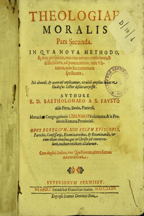Theologiae moralis pars prima [-secunda]. In qua noua methodo, styloque perspicuo, materiae omnes celebriores,