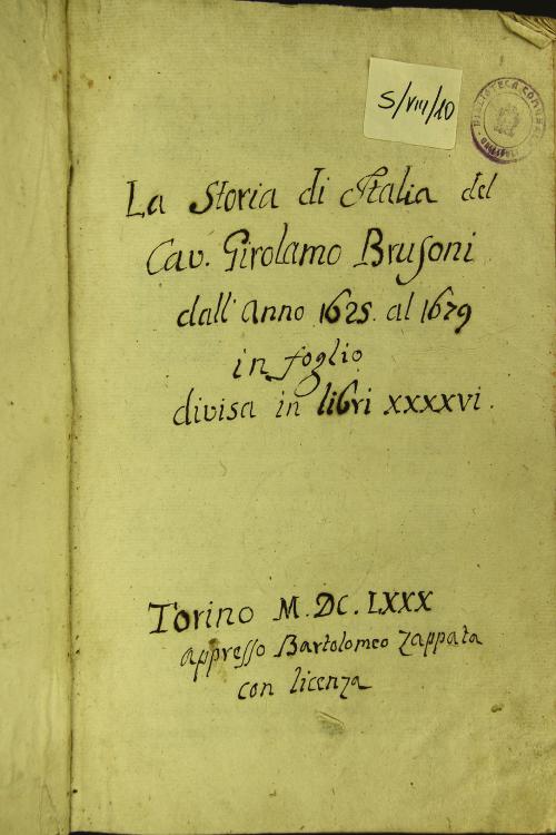 La storia di Italia del Cav. Girolamo Brusoni dall'anno 1625 al 1679