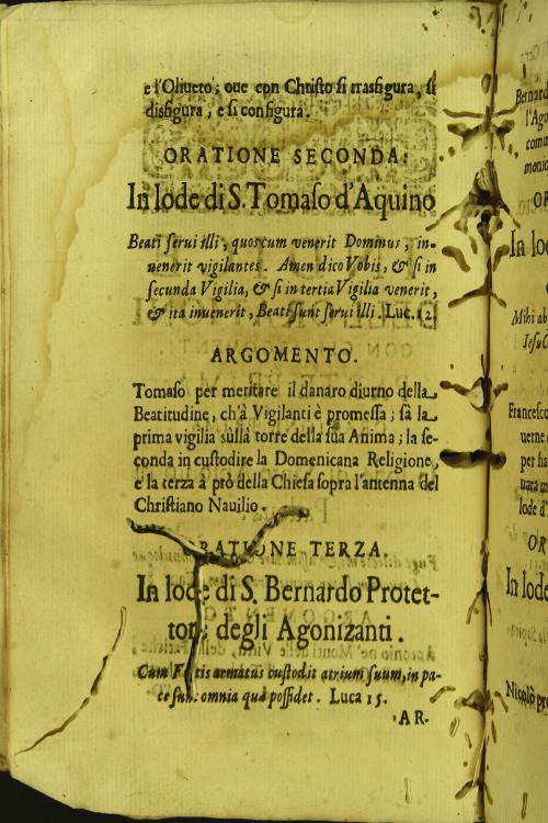 Orationi sacre con vna apologetica in difesa de' regolari, e loro stato contro la nemica eresia. Composte dal p.d. Gio. Battista Arata ... Parte prima
