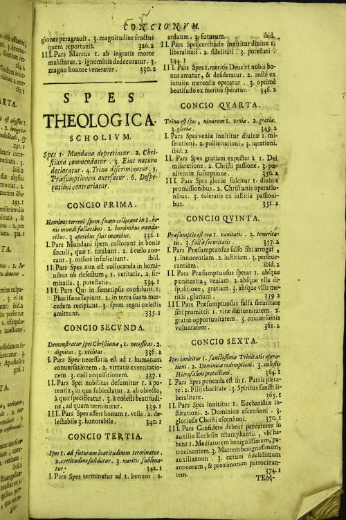 "Tertullianus praedicans, et supra quamlibet materiam omnibus anni dominicis, et festis non ordinarijs solum, sed etiam extraordinarijs; singulisque quadragesimae ferijs praedicabilem ordine alphabetico copiose dispositam, sex ad minus formans conciones