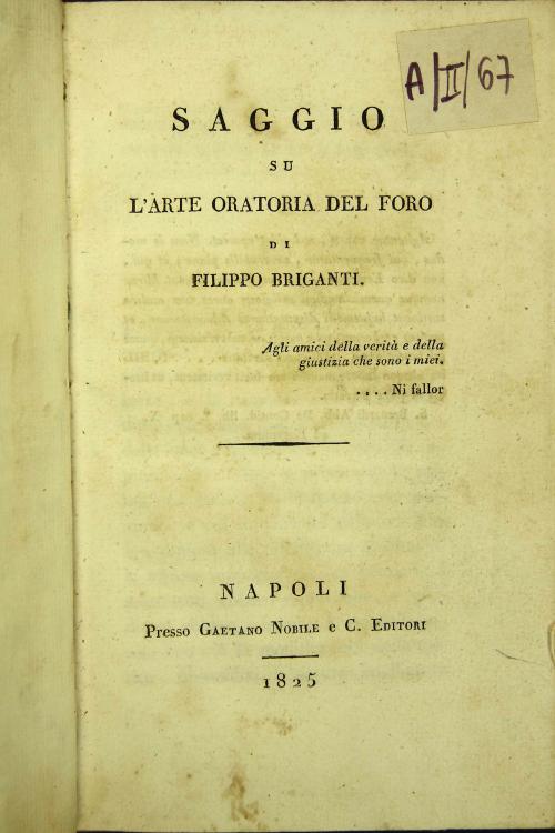 Saggio su l'arte oratoria del foro di Filippo Briganti