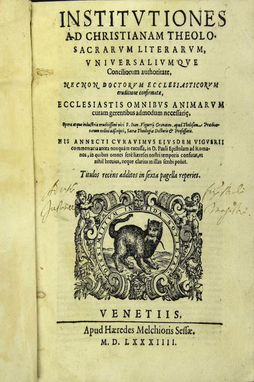 Institutiones ad Christianam theolo. sacrarum literarum, vniuersaliumque conciliorum authoritate.