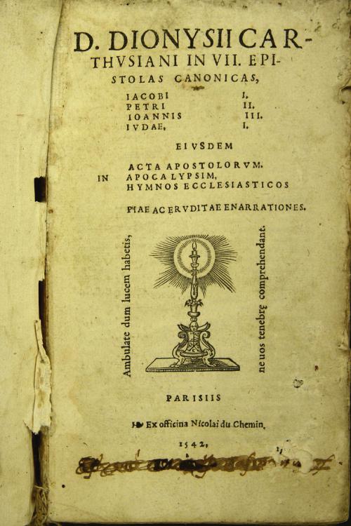 D. Dionysii Carthusiani In 7. epistolas canonicas, Iacobi 1. Petri 2. Ioannis 3. Iudae 1. Eiusdem in Acta Apostolorum. Apocalypsim, hymnos ecclesiasticospiae ac eruditae enarrationes. 