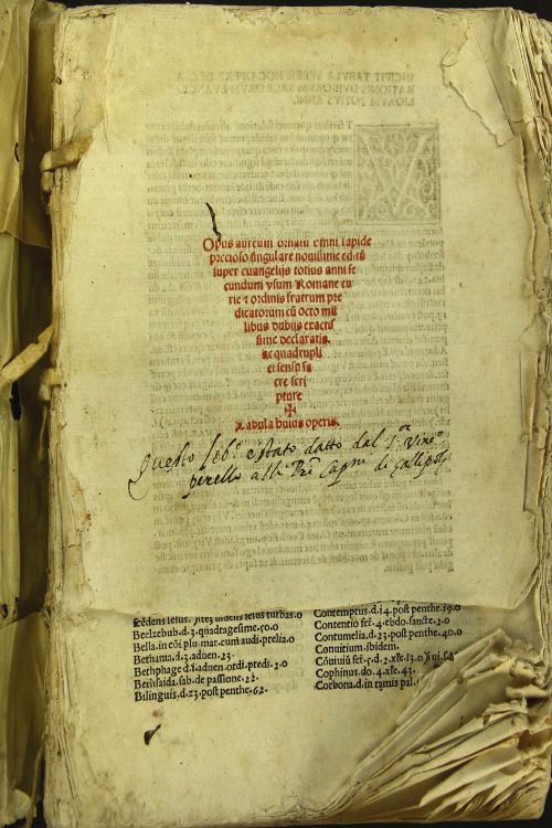 Opus aureum ornatum omni lapide precioso singulare nouissime editum super euangelijs totius anni secundum vsum Romane curie et ordinis fratrum predicatorum cum octo millibus dubijs exactissime declaratis.