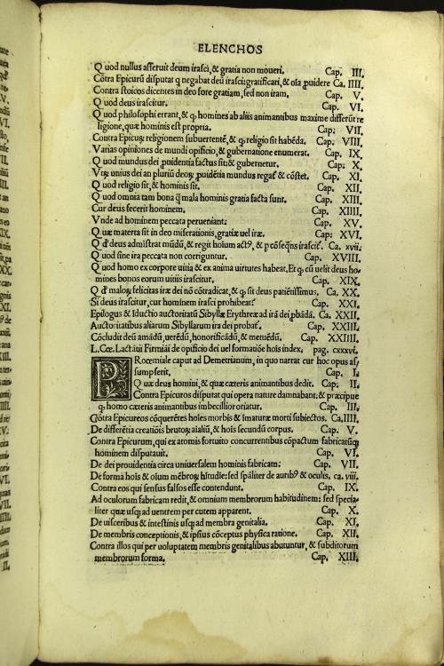 Habes in hoc volumine lector optime diuina Lactantii Firmiani opera nuper per Ianum Parrhasium accuratissime castigata: graeco integro adiuncto