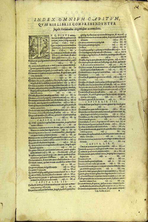 Augustini Niphi ... Expositiones in omnes Aristotelis libros De historia animalium. lib. 9. De partibus animalium, et earum causis. lib. 4. Ac De generatione animalium. lib. 5. Adiecto utili indice,
