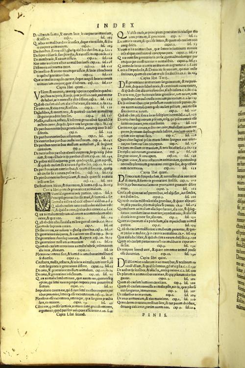 Augustini Niphi ... Expositiones in omnes Aristotelis libros De historia animalium. lib. 9. De partibus animalium, et earum causis. lib. 4. Ac De generatione animalium. lib. 5. Adiecto utili indice,