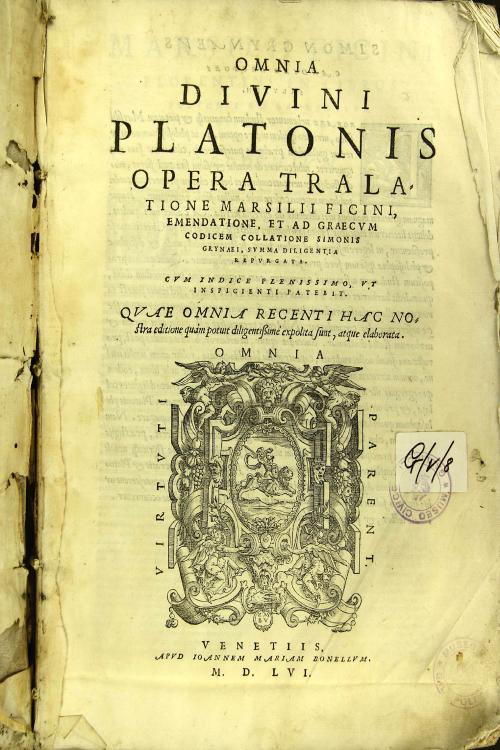 Omnia diuini Platonis opera tralatione Marsilii Ficini, emendatione, et ad Graecum codicem collatione Simonis Grynaei, summa diligentia repurgata. Cum indice