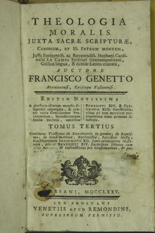 Theologia moralis juxta sacrae scripturae, canonum, et ss. patrum mentem, jussu eminentiss. ac reverendiss. Stephani cardinalis ...