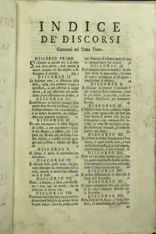 Discorsi morali del padre Saverio Vanalesti divisi in tre tomi, e distribuiti per tutt'i venerdi di un biennio e per le feste principali tra l'anno detti nell'esercizio della buona morte. Tomo III