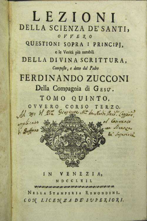 Lezioni della scienza de' santi, ovvero Questioni sopra i principj, e le verita piu notabili della Divina Scrittura Tomo quinto