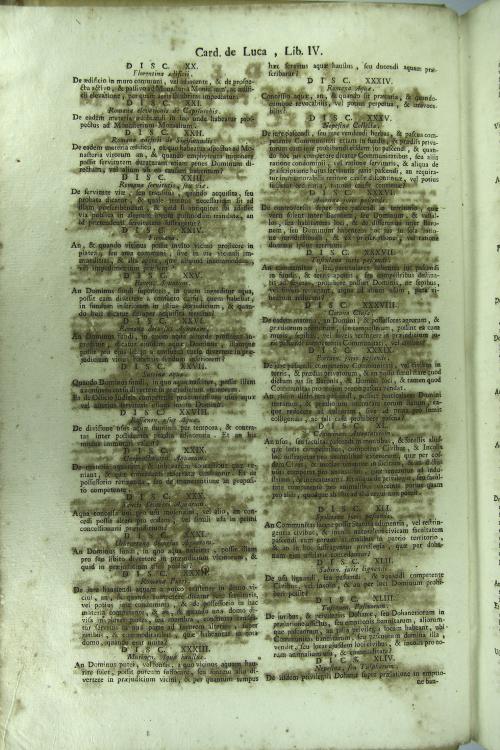 Jo. Baptistae De Lucae Venusini ... Theatrum veritatis, et justitiae, sive decisivi discursus per materias, seu titulos distincti, & ad veritatem editi in forensibus controversiis canonicis & civilibus, in quibus in urbe advocatus, pro una partium scripsit, vel consultus respondit. Liber quartus