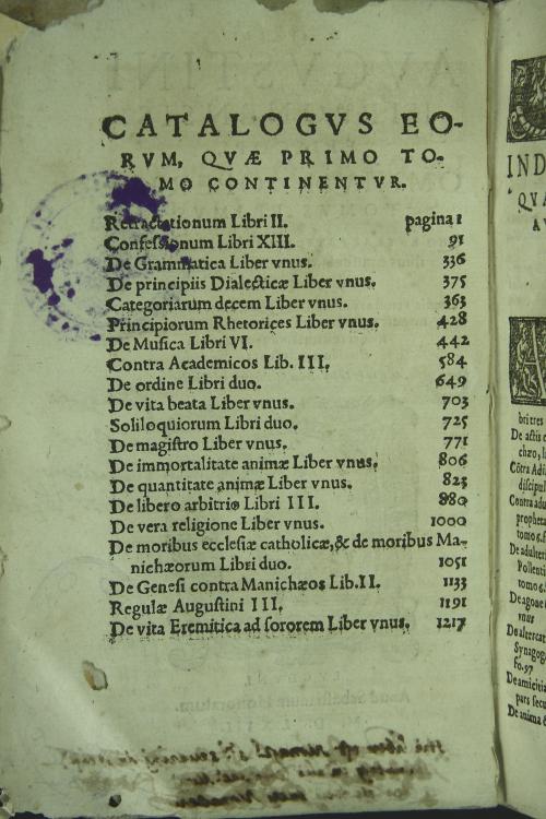 D. AVRELII 1 AVGVSTINI I HIPPONENSIS I EPISCOPI I OMNIVM OPERVM ITOMVS PRIMUS I Quo RETRACTATIONVM libri duo