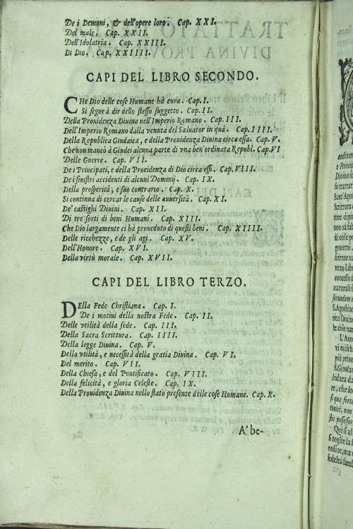 Trattato della Divina Provvidenza composto dal P. Fedele Danieli della Compagnia di Gesti diviso in tre libri.