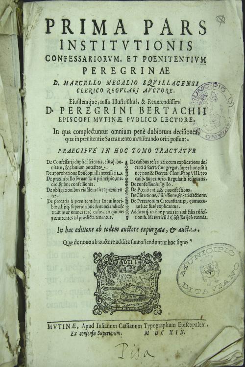 Prima pars institutionis confessariorum et poenitentium peregrinae d. Marcello Megalio Squillacensi clerico regulari auctore.