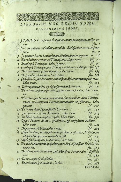 Seraphici Doctoris I S. PATRIS IOANNIS I EVSTACHI BONAVENTVRAE I ORDINTS MINORVM, I Episcopi Albanensis, & S.R.E. olim Cardinalis, I Opuscu-lorum theologicorum, I TOMVS PRIMVS.