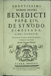 Sanctissimi domini nostri Benedicti papae 14. De synodo dioecesana, libri tredecim in duos tomos distributi. Tomus primus