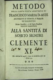 Metodo della santa visita apostolica di Francesco Maria D'Aste
